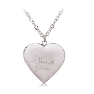 Heart Letter Locket Pendant Necklace Photo Box Necklace